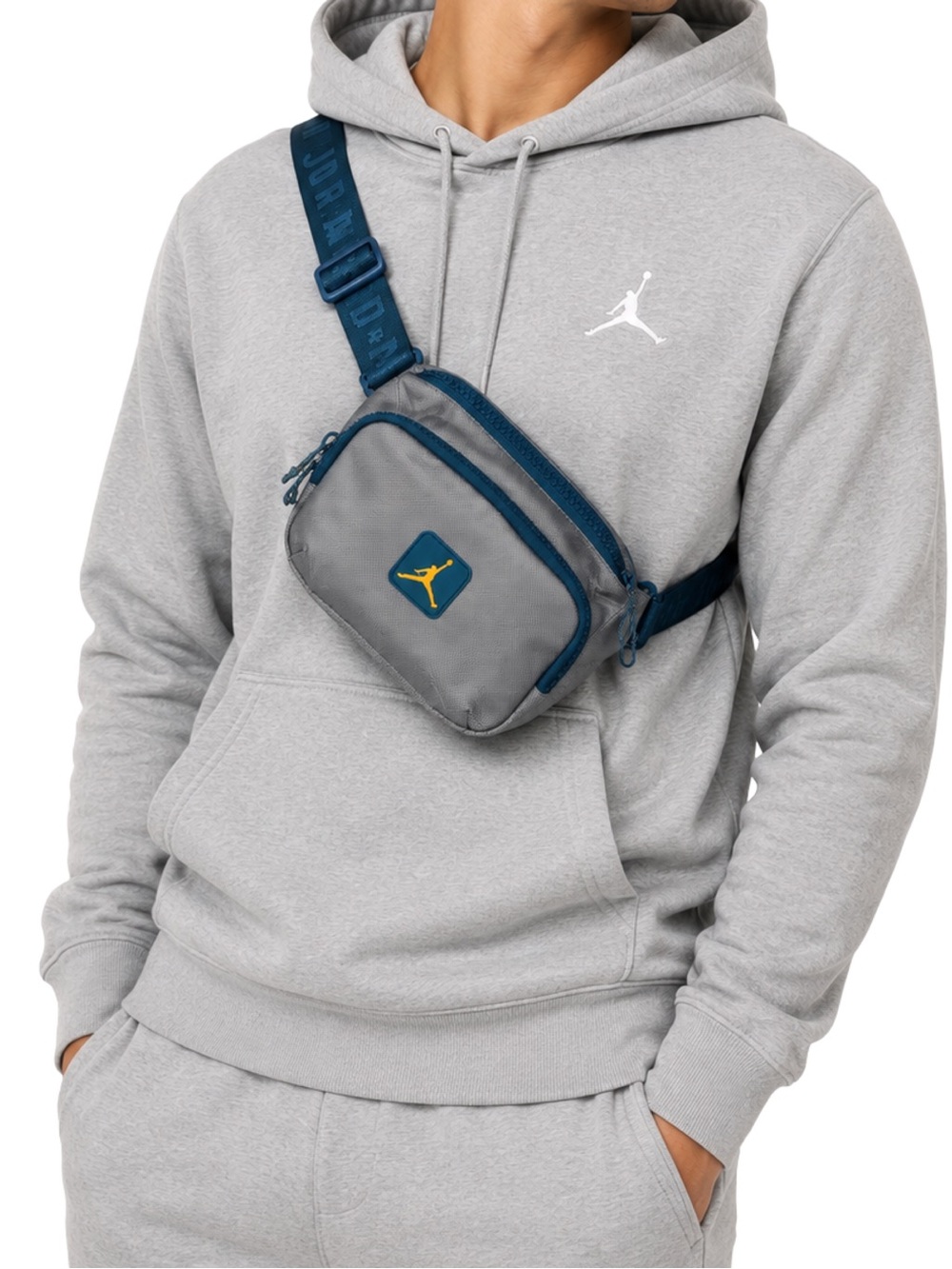 Nike Jordan Belt Bag Fanny Pack Waist Bag Blue Grey RFID NWT MA0887-B18